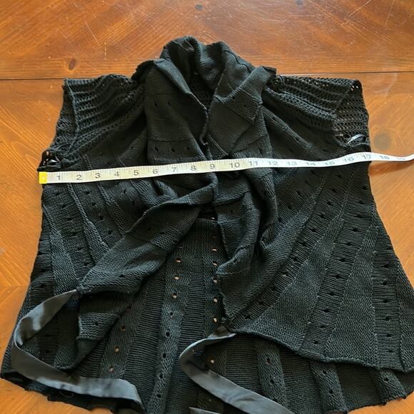 Forever 21 Black Sweater Vest Cardigan Juniors Size Small Tie Front Y2K - Picture 8 of 9